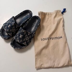 Louis Vuitton Since 1854 Flat Mule Slides Navy